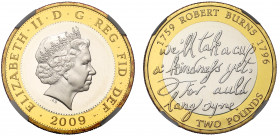 PF69 UCAM | Elizabeth II (1952-), silver gilt proof Two Pounds, 2009, for the 250th Anniversary of the birth of Robert Burns, crowned head right, IRB ...