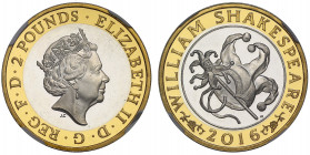 PF62 UCAM PYX | Elizabeth II (1952-), silver gilt proof Two Pounds, 2016, Comedy, design by John Bergdahl as part of the William Shakespeare series, T...