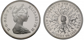 PF69 UCAM | Elizabeth II (1952-), silver proof Crown of Twenty Five Pence, 1980, Queen Mother’s 80th Birthday, crowned head right, Latin legend reads ...