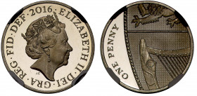 PF65 UCAM PYX | Elizabeth II (1952-), silver proof Penny, 2016, design by Matthew Dent, Trial of the Pyx, crowned head right, JC initials below for de...