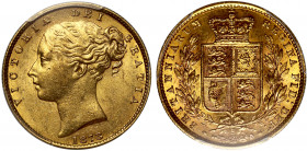 MS62 | Australia, Victoria (1837-1901), gold Sovereign, 1873, Sydney Mint, young head left, date below, Latin legend reads VICTORIA DEI GRATIA, rev. c...
