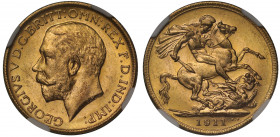 MS62 | Australia, George V (1910-36), gold Sovereign, 1911, Melbourne Mint, bare head left, B.M. on truncation for Bertram Mackennal, GEORGIVS V D.G. ...
