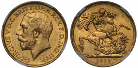 MS63 | Australia, George V (1910-36), gold Sovereign, 1912, Sydney Mint, bare head left, B.M. on truncation for Bertram Mackennal, GEORGIVS V D.G. BRI...