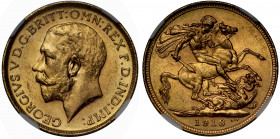 MS63 | Australia, George V (1910-36), gold Sovereign, 1913, Sydney Mint, bare head left, B.M. on truncation for Bertram Mackennal, GEORGIVS V D.G. BRI...