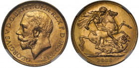 MS63 | Australia, George V (1910-36), gold Sovereign, 1916, Perth Mint, bare head left, B.M. on truncation for Bertram Mackennal, GEORGIVS V D.G. BRIT...