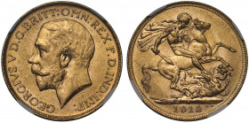 MS63 | Australia, George V (1910-36), gold Sovereign, 1918, Perth Mint, bare head left, B.M. on truncation for Bertram Mackennal, GEORGIVS V D.G. BRIT...