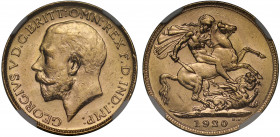MS62 | Australia, George V (1910-36), gold Sovereign, 1920, Perth Mint, bare head left, B.M. on truncation for Bertram Mackennal, GEORGIVS V D.G. BRIT...