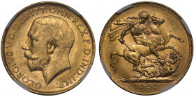 MS62 | Australia, George V (1910-36), gold Sovereign, 1922, Perth Mint, bare head left, B.M. on truncation for Bertram Mackennal, GEORGIVS V D.G. BRIT...