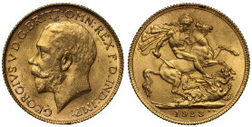 MS63 | Australia, George V (1910-36), gold Sovereign, 1923, Melbourne Mint, bare head left, B.M. on truncation for Bertram Mackennal, GEORGIVS V D.G. ...