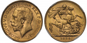 MS62 | Australia, George V (1910-36), gold Sovereign, 1928, Perth Mint, bare head left, B.M. on truncation for Bertram Mackennal, GEORGIVS V D.G. BRIT...