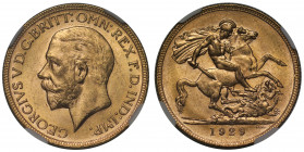 MS63 | Australia, George V (1910-36), gold Sovereign, 1929, Perth Mint, bare head left, B.M. on truncation for Bertram Mackennal, GEORGIVS V D.G. BRIT...
