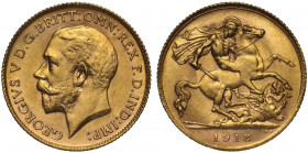 MS62 | Australia, George V (1910-36), gold Half Sovereign, 1918, Perth Mint, bare head left, B.M. on truncation, Latin legend surrounding GEORGIVS V D...