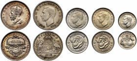 Australia, George V (1910-1936), silver quintet (5), consisting of Parliament House Florin, 1927; Florin, 1939-M; Shilling, 1943; Shilling, 1944; Sixp...