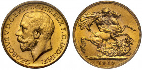 MS62 | Canada, George V (1910-36), gold Sovereign, 1913, Ottawa Mint, bare head left, B.M. on truncation for Bertram Mackennal, GEORGIVS V D.G. BRITT:...