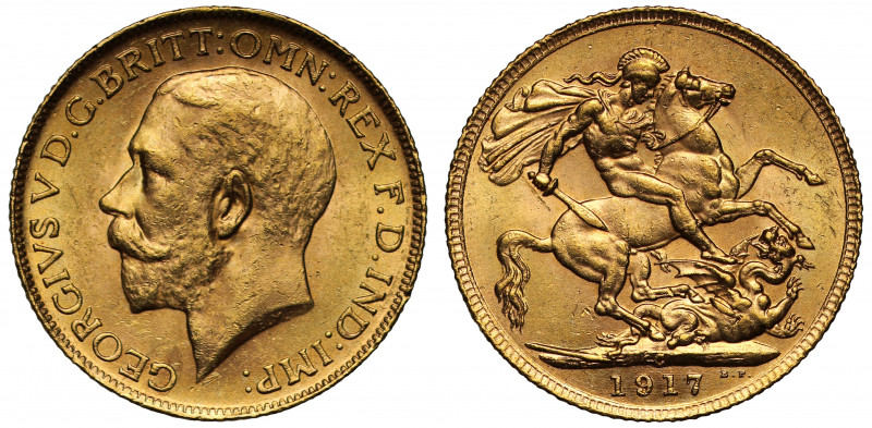 MS62 | Canada, George V (1910-36), gold Sovereign, 1917, Ottawa Mint, bare head ...