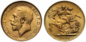 MS64 | Canada, George V (1910-1936), gold Sovereign, 1919, Ottawa Mint, bare head left, B.M. on truncation for Bertram Mackennal, GEORGIVS V D.G. BRIT...