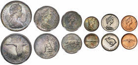 SP64-65 | Canada, Elizabeth II (1952 -), 6-coin partial specimen set, 1967, consisting of Dollar, 50 Cents, 25 Cents, 10 Cents, 5 Cents and Cent, Roya...