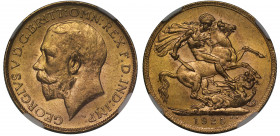 MS64 | South Africa, George V (1910-36), gold Sovereign, 1925, Pretoria Mint, bare head left, B.M. on truncation for Bertram Mackennal, GEORGIVS V D.G...
