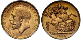 MS64 | South Africa, George V (1910-36), gold Sovereign, 1928, Pretoria Mint, bare head left, B.M. on truncation for Bertram Mackennal, GEORGIVS V D.G...