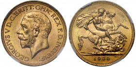 MS63 | South Africa, George V (1910-36), gold Sovereign, 1930, Pretoria Mint, bare head left, B.M. on truncation for Bertram Mackennal, GEORGIVS V D.G...