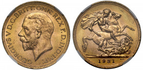 MS64 | South Africa, George V (1910-36), gold Sovereign, 1931, Pretoria Mint, bare head left, B.M. on truncation for Bertram Mackennal, GEORGIVS V D.G...
