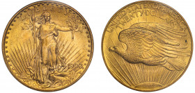 MS63 | USA, gold Twenty Dollars or Double Eagle, 1908, Lady Liberty standing holding torch and olive wreath, date to right, ring of stars at peripheri...