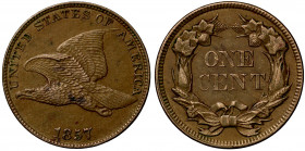 AU55 | USA, copper One Cent, 1857, Philadelphia Mint, Flying Eagle Cent, an American Bald Eagle in flight left, date below, inscription UNITED STATES ...