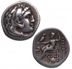 300-280 a.C. Alejandro Magno (336-323 aC). Tracia-Cordia. Dracma. Ag. 4,10 g. Cabeza de Hércules con piel de león a derecha /Zeus sentado sobre un tro...