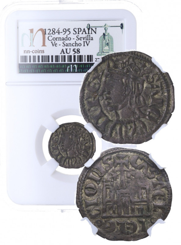 1284-1295. Sancho IV (1284-1295). Sevilla. Cornado. Ve. Encapsulada por NN COINS...