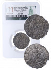 1379-1390. Juan I (1379-1390). Toledo. Blanco. Ve. Encapsulada por NN COINS en AU 58. EBC+. Est.175.