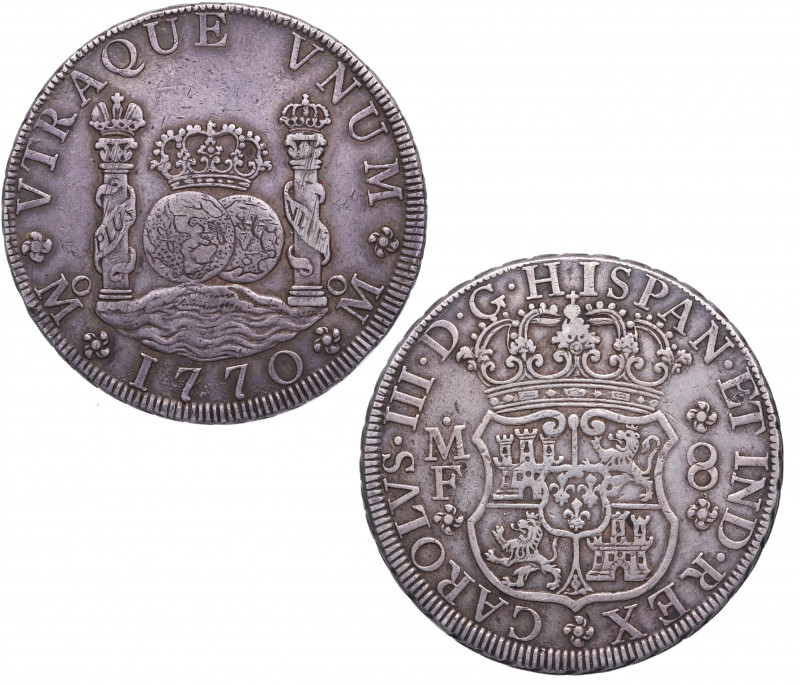 1770. Carlos III (1759-1788). México. 8 reales. MF. A&C 1101. Ag. 26,88 g. Atrac...