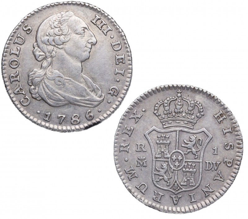 1786. Carlos III (1759-1788). Madrid. 1 Real. DV. A&C 404. Ag. 3,02 g. Atractiva...