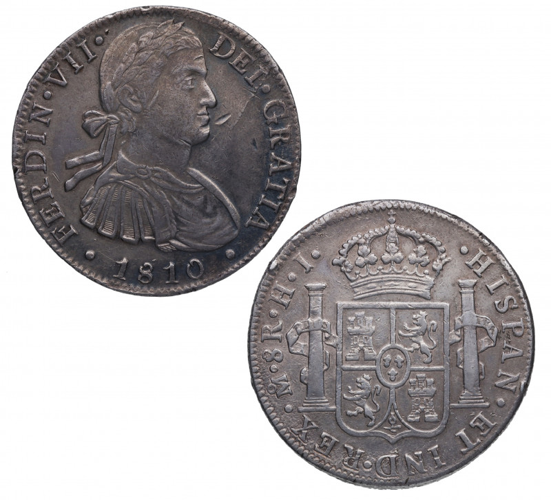 1810. Fernando VII (1808-1833). México. 8 Reales. HJ. A&C 1314. Ag. 26,97 g. MBC...