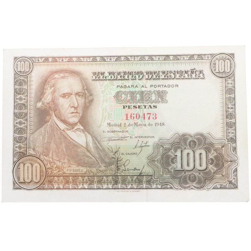 1948. Franco (1939-1975). Sin Serie. 100 pesetas. Restos de apresto. Doblez cent...