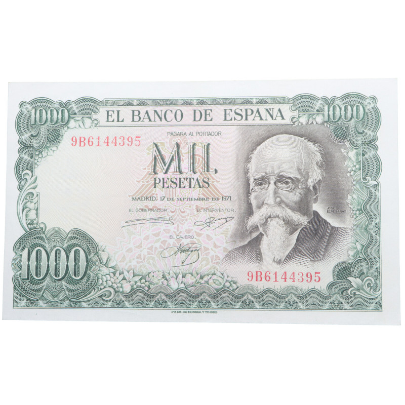 1971. Franco (1939-1975). Serie 9 B. 1000 pesetas. Doblez central de taco. Liger...