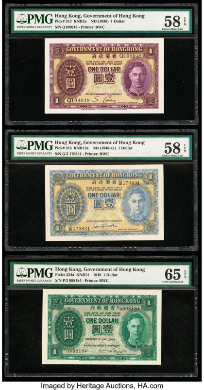 Hong Kong Government of Hong Kong 1 Dollar ND (1936); (1940-41); 9.4.1949 Pick 3...