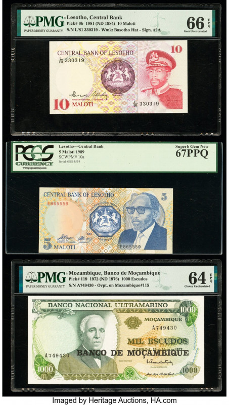 Lesotho, Mozambique, Rhodesia & Swaziland Group Lot of 6 Examples PMG Gem Uncirc...