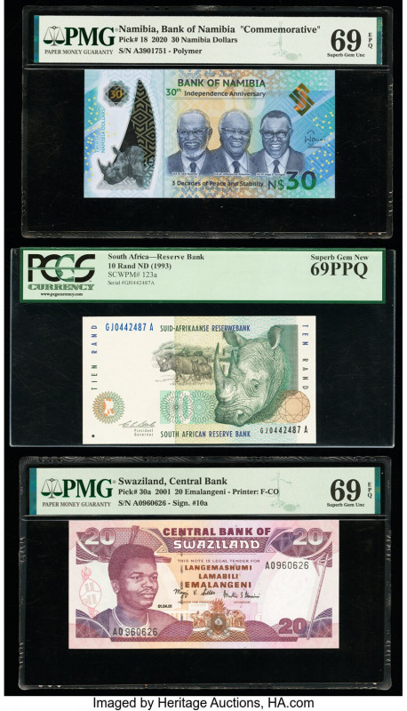 Namibia, South Africa, Swaziland & Tanzania Group Lot of 5 Examples PMG Superb G...