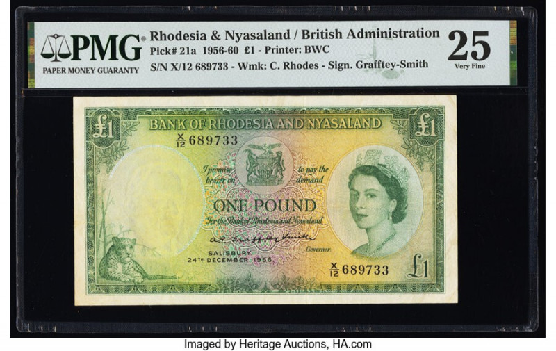 Rhodesia and Nyasaland Bank of Rhodesia and Nyasaland 1 Pound 24.12.1956 Pick 21...