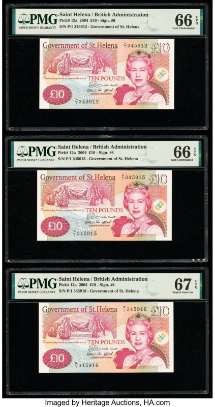 Saint Helena Government of St. Helena 10 Pounds 2004 Pick 12a Five Examples PMG ...