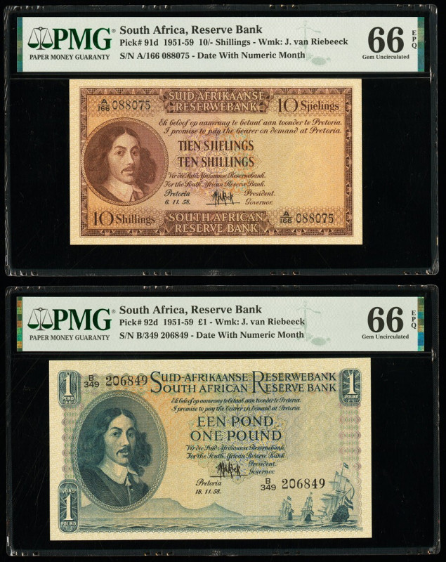 South Africa South African Reserve Bank 10 Shillings; 1 Pound 6.11.1958; 18.11.1...