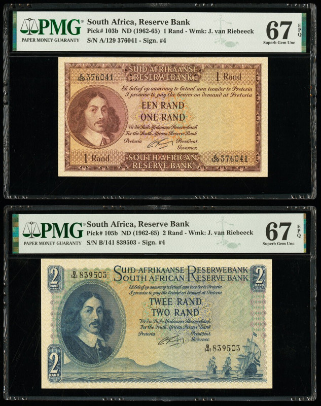 South Africa Republic of South Africa 1; 2 Rand ND (1962-65) Pick 103b; 105b Two...