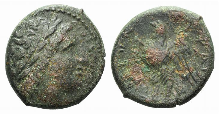 Sicily, Syracuse, c. 283-279 BC. Æ Litra (20mm, 6.54g, 3h). Laureate head of Zeu...
