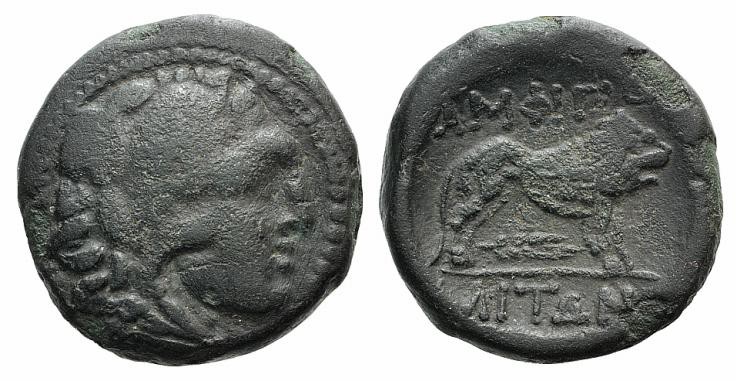 Macedon, Amphipolis, c. 148-32/1 BC. Æ (21mm, 7.90g, 1h). Head of Herakles r., w...