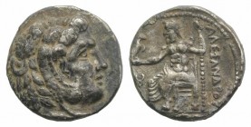 Kings of Macedon, temp. Philip III – Lysimachos, c. 323-280 BC. AR Drachm (15mm, 3.22g, 9h). In the name of Alexander III. Uncertain mint in Western A...