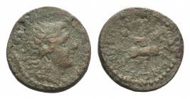 Koinon of Macedon. Pseudo-autonomous issue, time of Gordian III (238-244). Æ (26mm, 10.36g, 1h). Diademed head of Alexander III r. R/ Alexander on Buc...