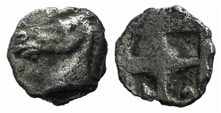 Asia Minor, Uncertain, 5th century BC. AR Tetartemorion (5mm, 0.21 g). Horse’s h...