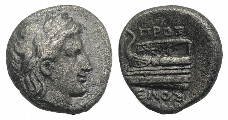 Bithynia, Kios, c. 350-300 BC. AR Hemidrachm (12mm, 2.15g, 12h). Heroxenos, magi...