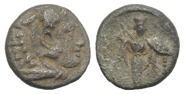 Mysia, Pergamon, c. 310-282 BC. AR Diobol (10mm, 1.09g, 1h). Head of Herakles r....