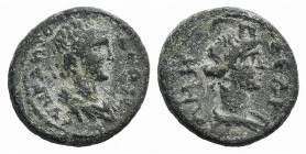 Mysia, Pergamon, c. AD 40-60. Æ (15mm, 2.80g, 6h). Draped bust of Senate r. R/ Turreted bust of Roma r. RPC I 2374; BMC 205. Green patina, Good Fine